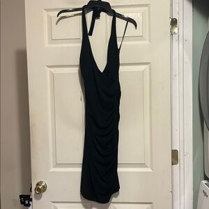 Cache Black Ruched Halter Dress Size 4